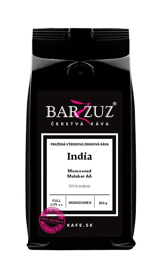 BARZZUZ  India monsooned Malabar AA, zrnková káva, 250 g